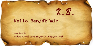 Kello Benjámin névjegykártya